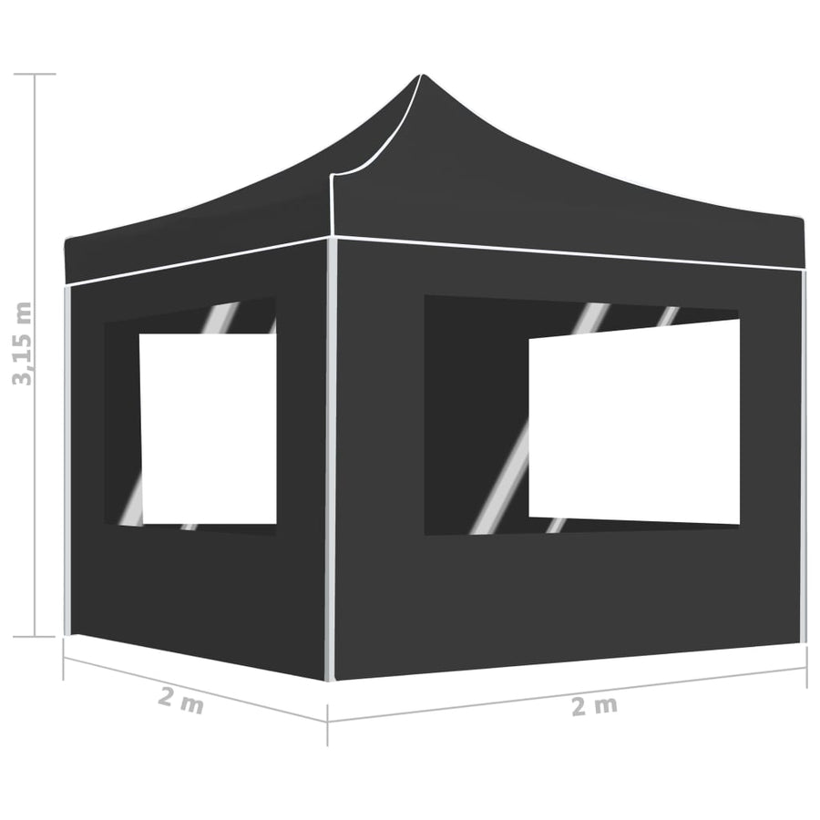 Partytent Inklapbaar Met Wanden 2X2 M Aluminium Antraciet