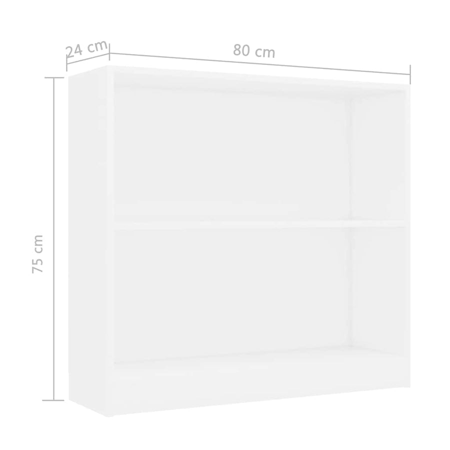 Boekenkast 80x24x75 cm bewerkt hout wit
