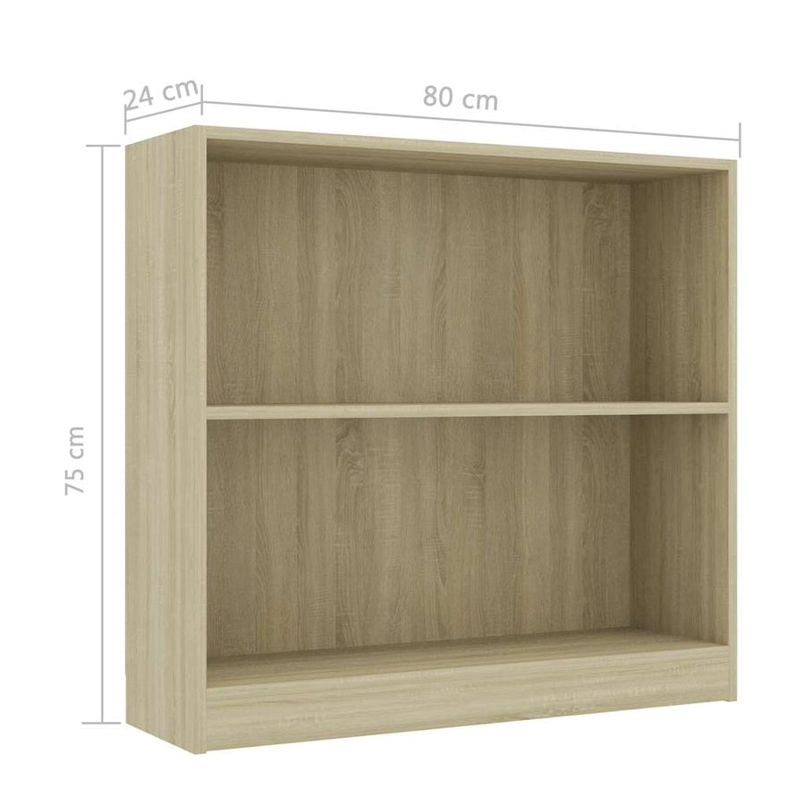 Boekenkast 80x24x75 cm bewerkt hout sonoma eikenkleurig