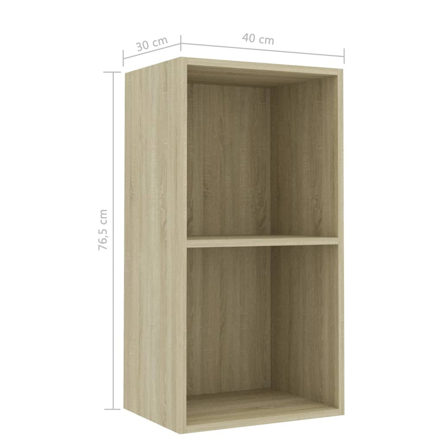 Boekenkast met 2 schappen 40x30x76,5 cm bewerkt hout sonoma eik 40 x 30 x 76.5 cm Sonoma eiken