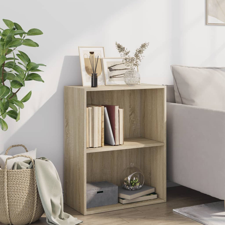 Boekenkast Met 2 Schappen 60X30X76,5 Cm Spaanplaat Sonoma Eiken 1 60 x 30 x 76.5 cm