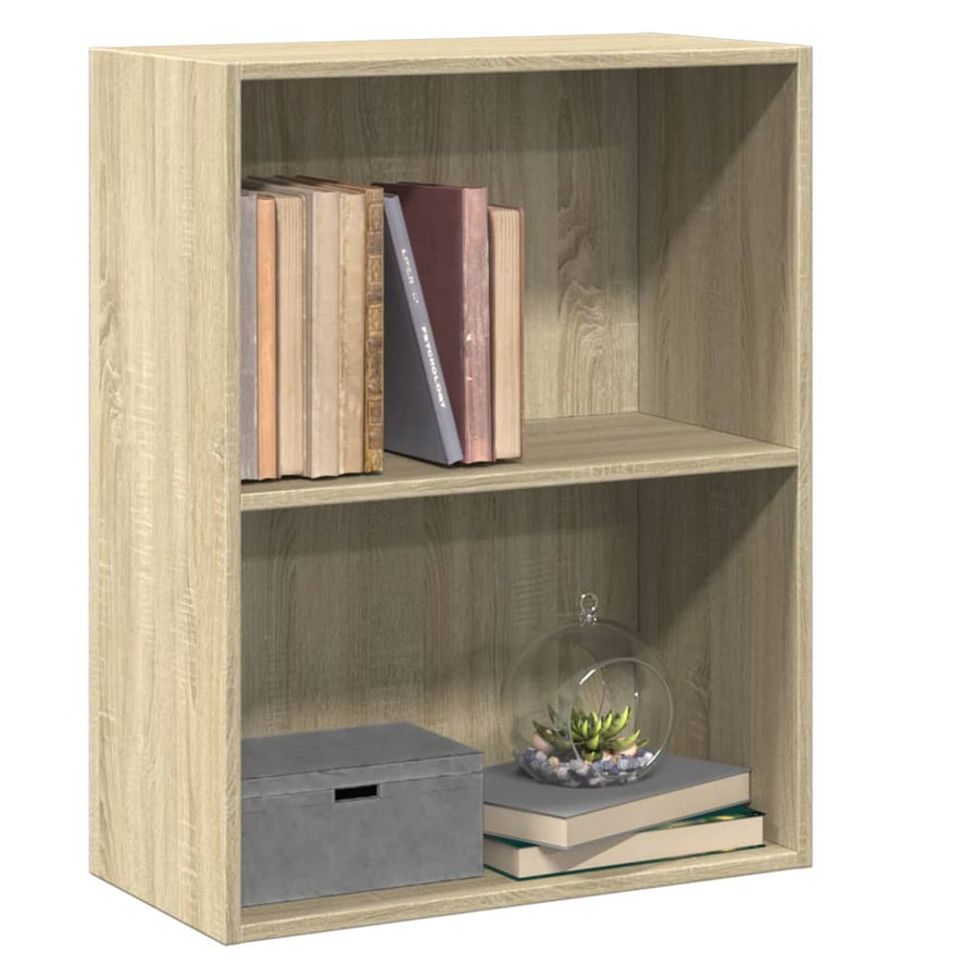 Boekenkast Met 2 Schappen 60X30X76,5 Cm Spaanplaat Sonoma Eiken 1 60 x 30 x 76.5 cm