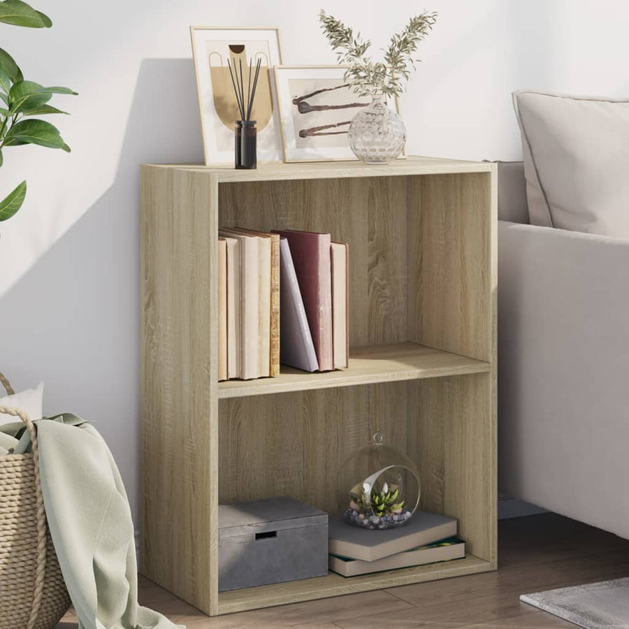 Boekenkast Met 2 Schappen 60X30X76,5 Cm Spaanplaat Sonoma Eiken 1 60 x 30 x 76.5 cm