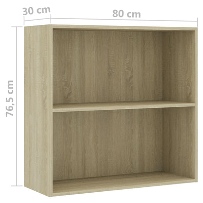 Boekenkast 80x30x76,5 cm bewerkt hout sonoma eikenkleurig
