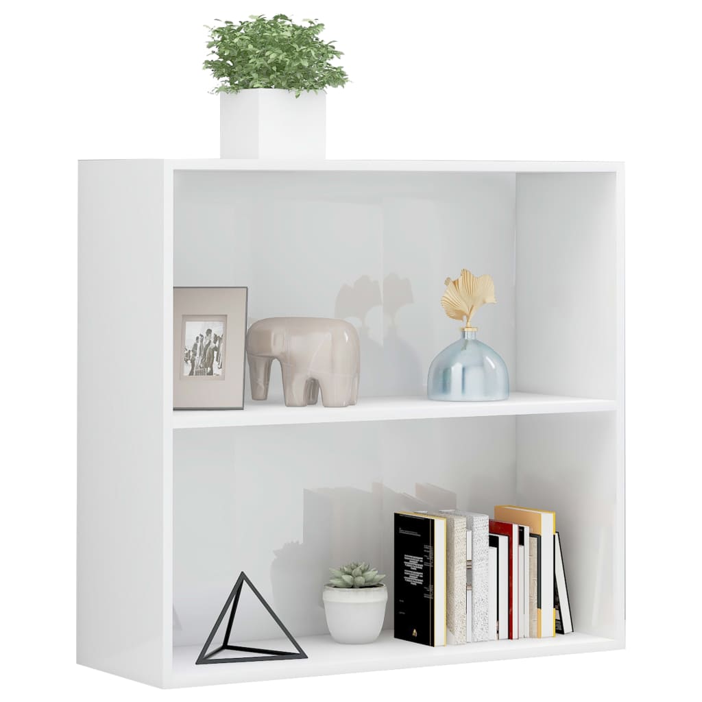 Boekenkast 2 Schappen 80X30X76,5 Cm Spaanplaat Hoogglans Wit