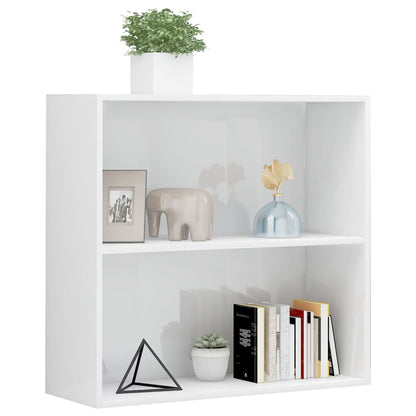 Boekenkast 2 Schappen 80X30X76,5 Cm Spaanplaat Hoogglans Wit