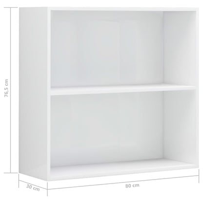 Boekenkast 2 Schappen 80X30X76,5 Cm Spaanplaat Hoogglans Wit
