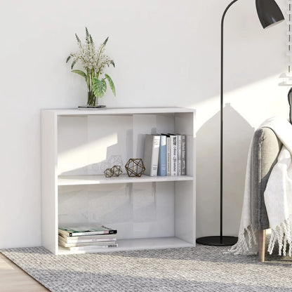 Boekenkast 2 Schappen 80X30X76,5 Cm Spaanplaat Hoogglans Wit