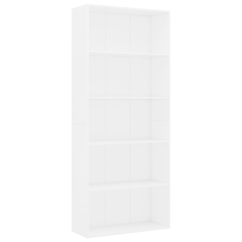 Boekenkast Met 5 Schappen 80X30X189 Cm Spaanplaat Wit