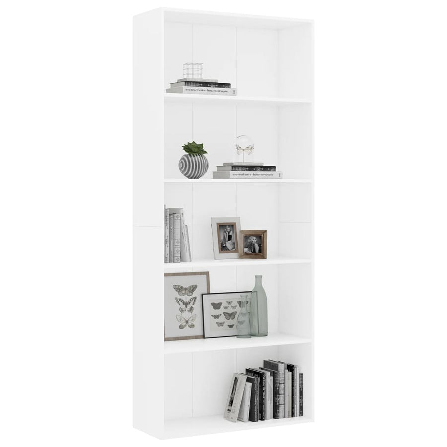 Boekenkast Met 5 Schappen 80X30X189 Cm Spaanplaat Wit