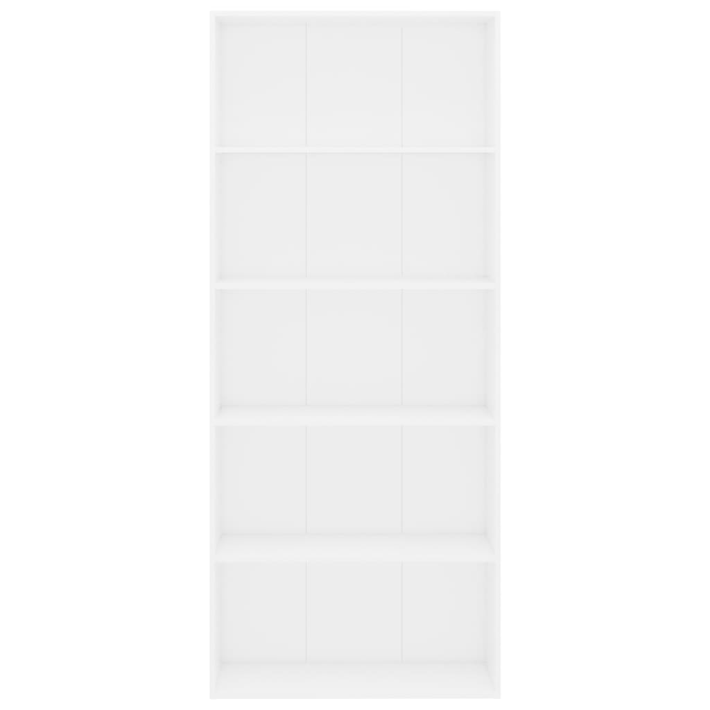 Boekenkast Met 5 Schappen 80X30X189 Cm Spaanplaat Wit