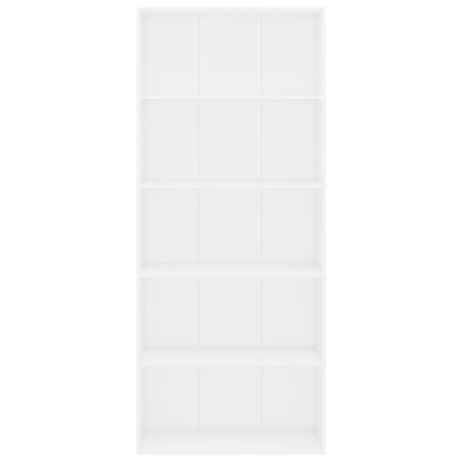 Boekenkast Met 5 Schappen 80X30X189 Cm Spaanplaat Wit