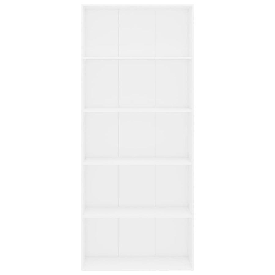 Boekenkast Met 5 Schappen 80X30X189 Cm Spaanplaat Wit