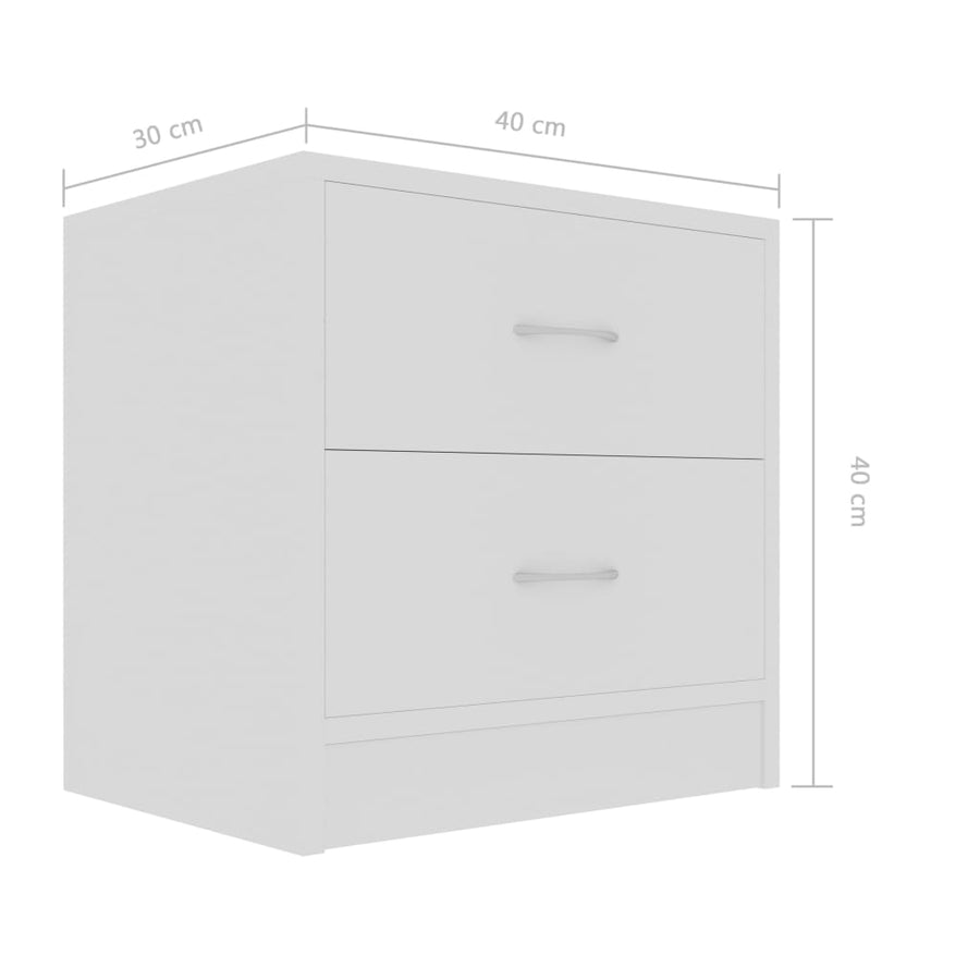 Nachtkastjes 2 st 40x30x40 cm spaanplaat wit 2 Wit
