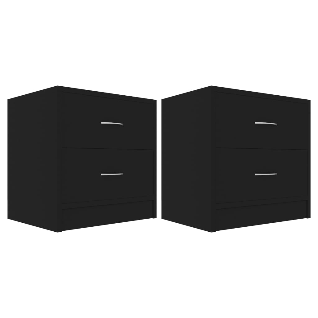 Nachtkastjes 2 st 40x30x40 cm spaanplaat zwart 2 Zwart