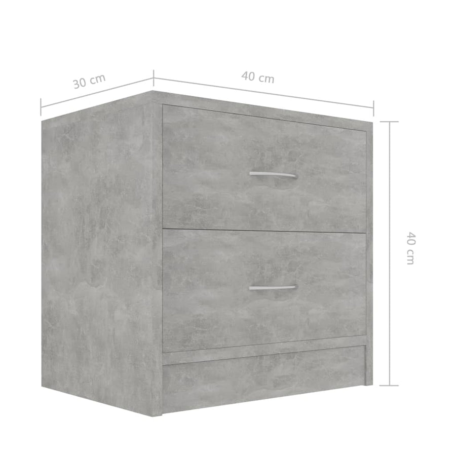Nachtkastjes 2 st 40x30x40 cm spaanplaat betongrijs 2 Betongrijs