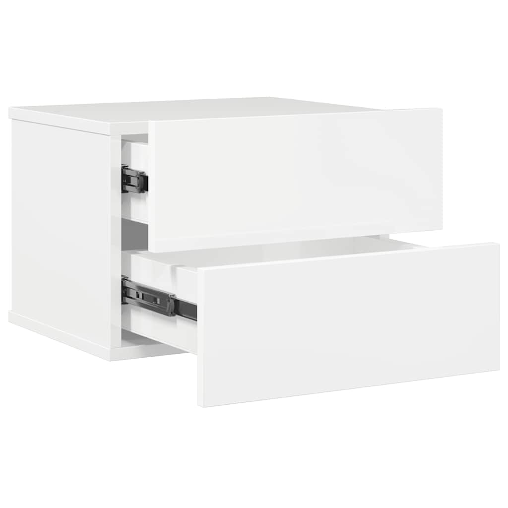 Nachtkastjes 2 st 40x30x30 cm bewerkt hout hoogglans wit