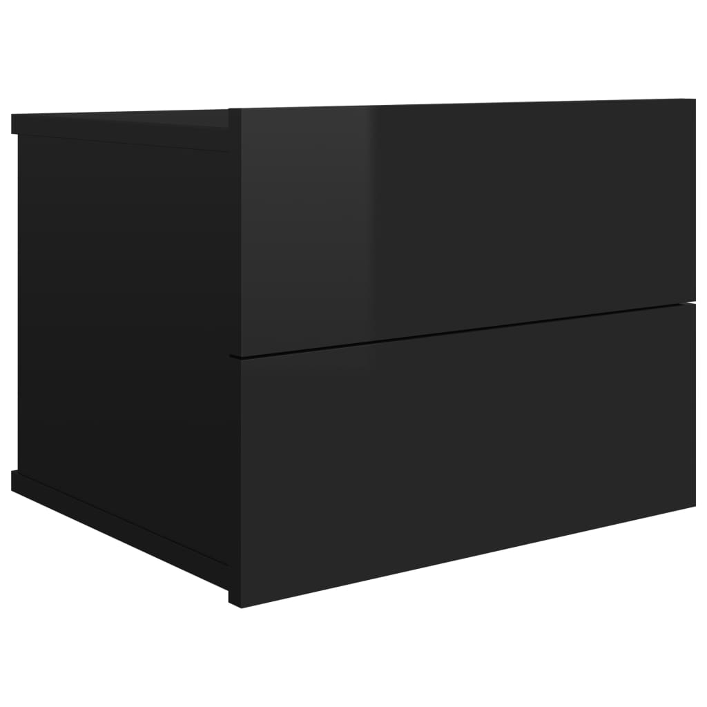 Nachtkastje 40x30x30 cm bewerkt hout hoogglans zwart