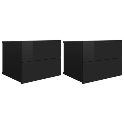 Nachtkastjes 2 st 40x30x30 cm bewerkt hout hoogglans zwart
