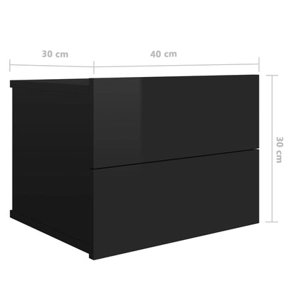 Nachtkastjes 2 st 40x30x30 cm bewerkt hout hoogglans zwart
