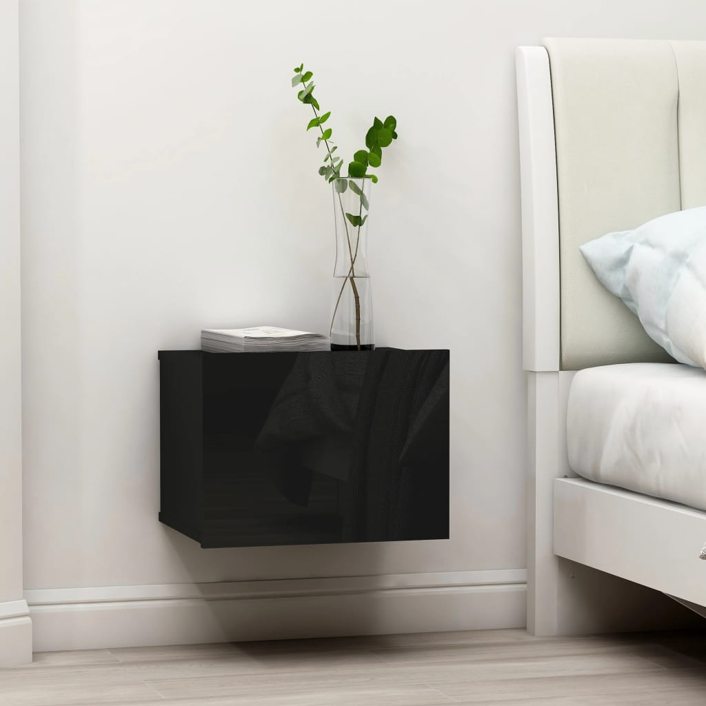 Nachtkastjes 2 st 40x30x30 cm bewerkt hout hoogglans zwart