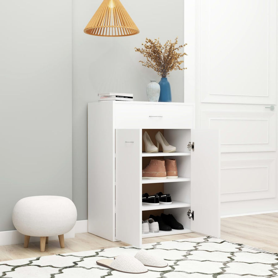 Schoenenkast 60X35X84 Cm Bewerkt Hout Wit