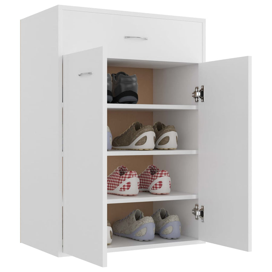 Schoenenkast 60X35X84 Cm Bewerkt Hout Wit