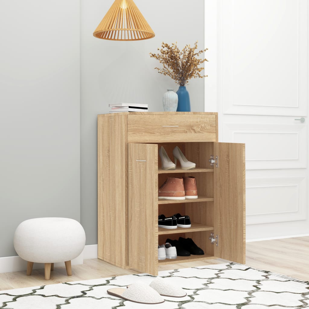Schoenenkast 60x35x84 cm bewerkt hout sonoma eikenkleurig
