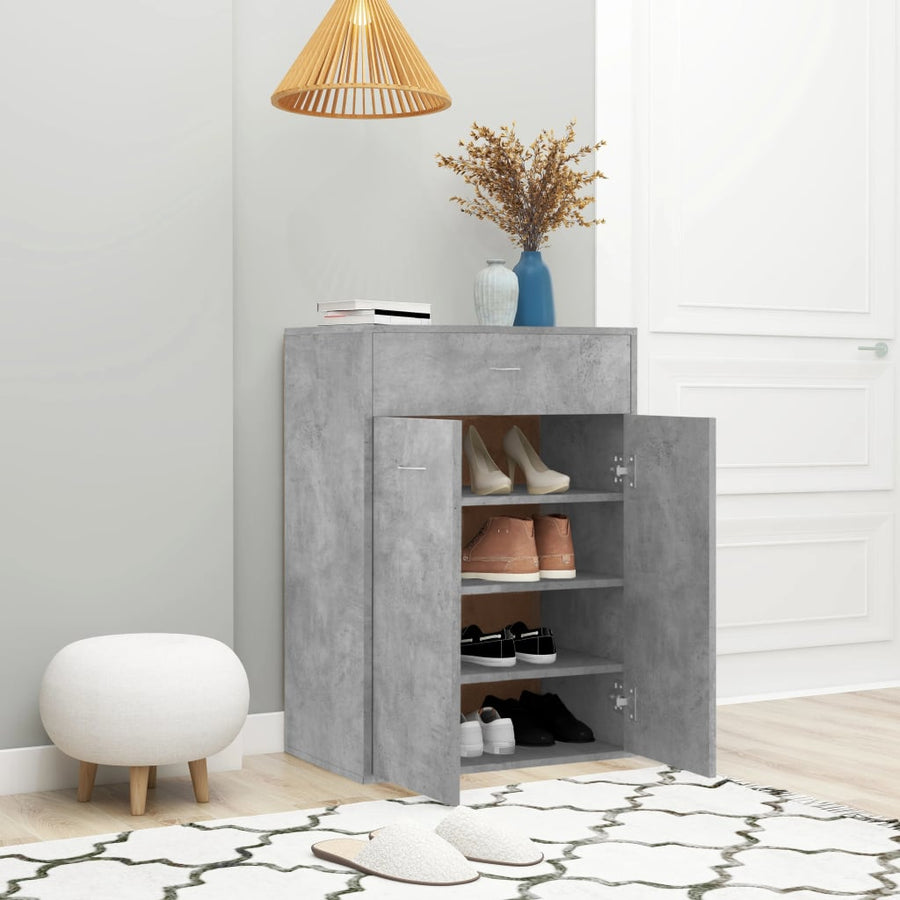 Schoenenkast 60X35X84 Cm Bewerkt Hout Betongrijs 1