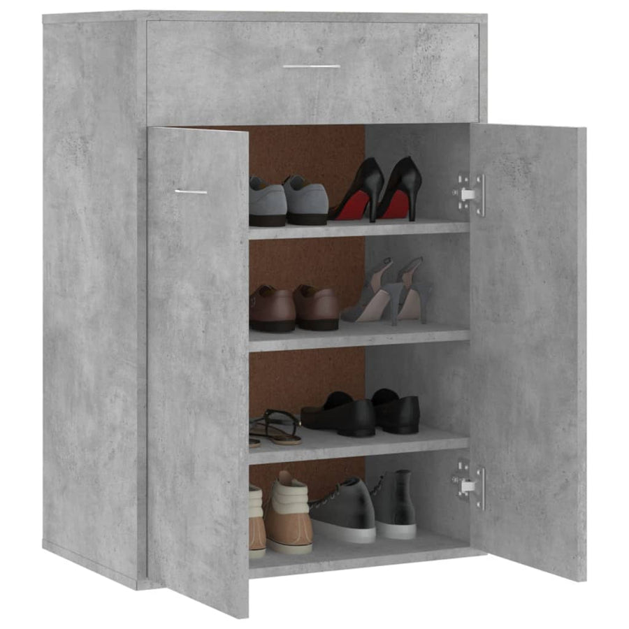 Schoenenkast 60X35X84 Cm Bewerkt Hout Betongrijs 1