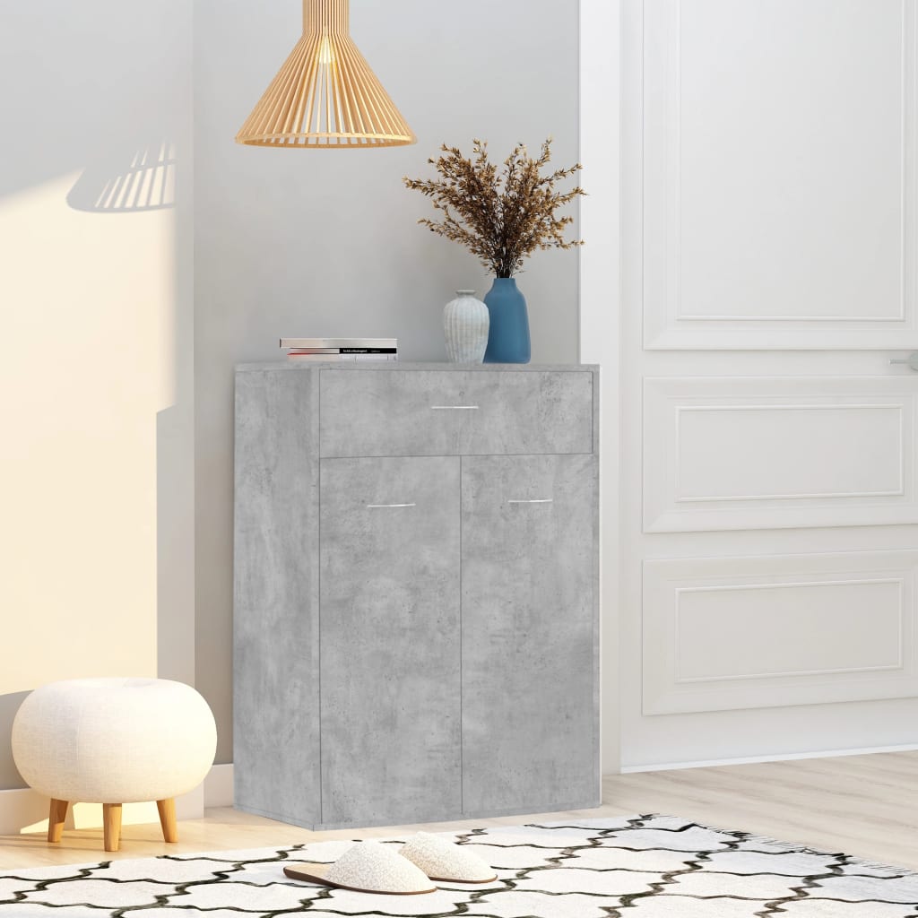 Schoenenkast 60X35X84 Cm Bewerkt Hout Betongrijs 1