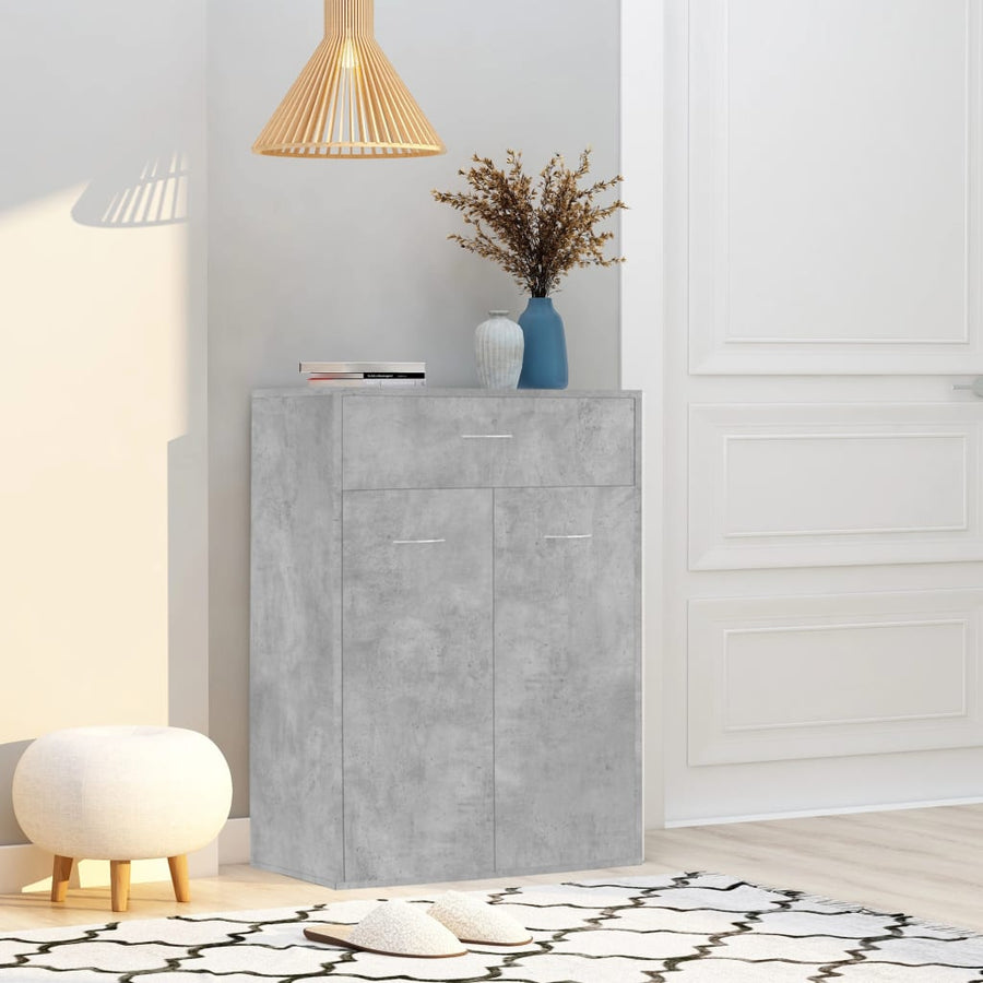 Schoenenkast 60X35X84 Cm Bewerkt Hout Betongrijs 1
