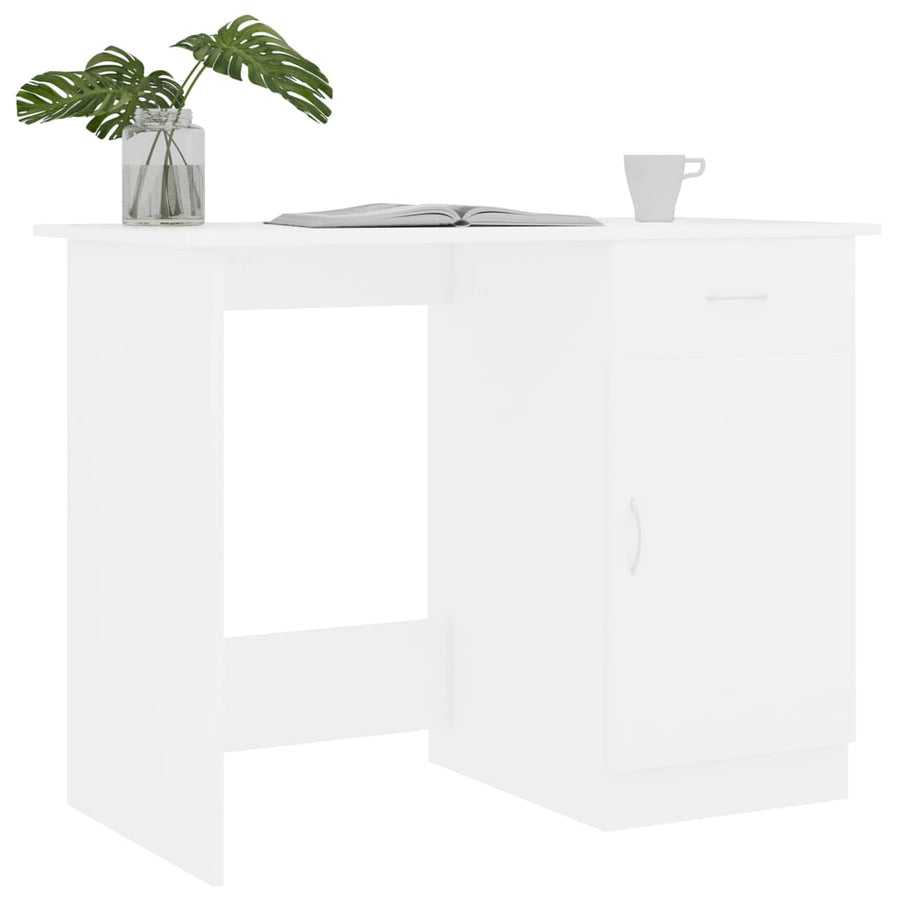 Bureau 100X50X76 Cm Bewerkt Hout Wit