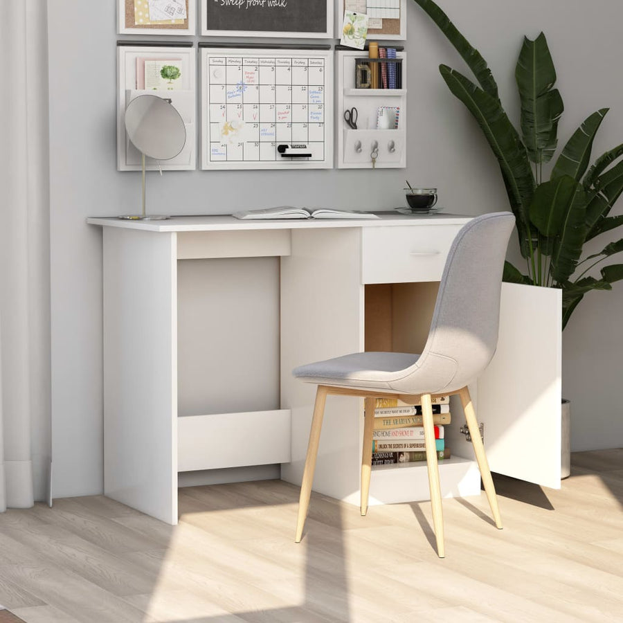Bureau 100X50X76 Cm Bewerkt Hout Wit