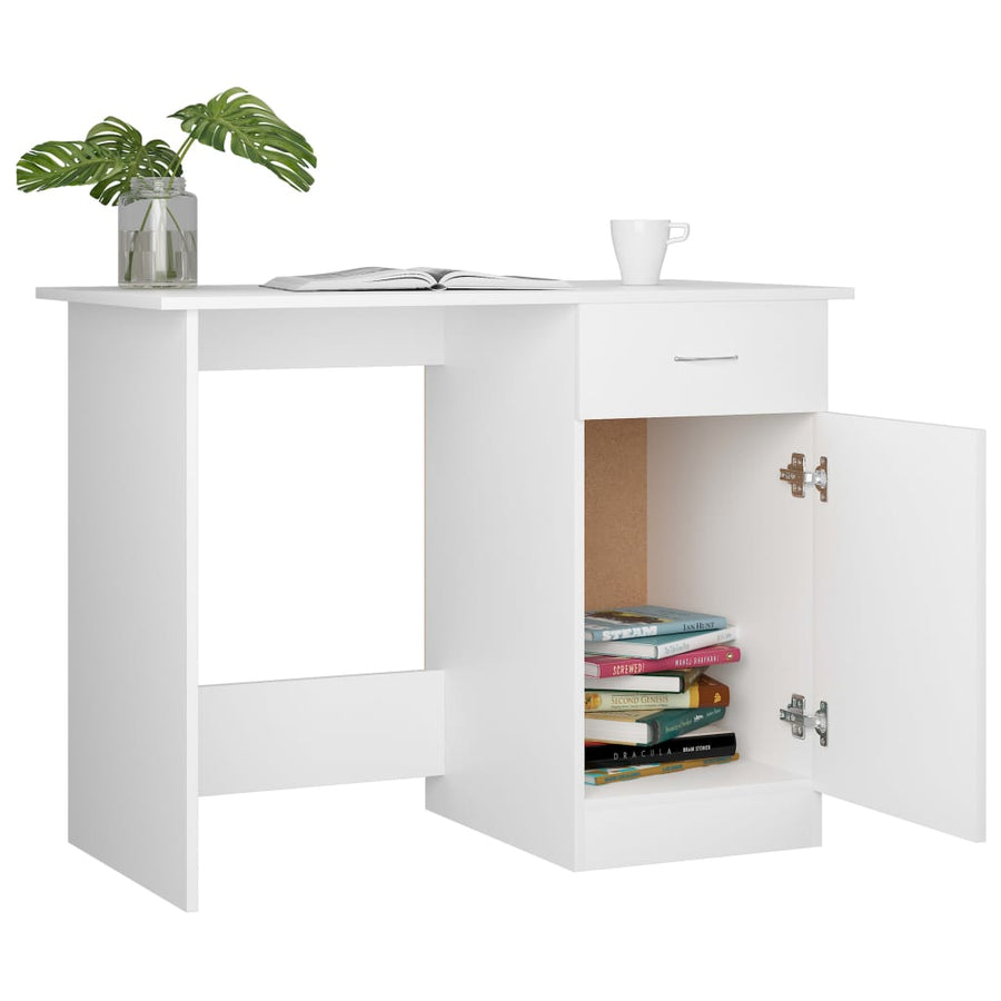Bureau 100X50X76 Cm Bewerkt Hout Wit
