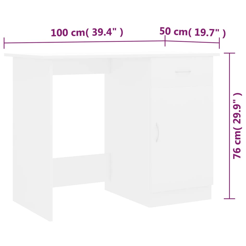 Bureau 100X50X76 Cm Bewerkt Hout Wit