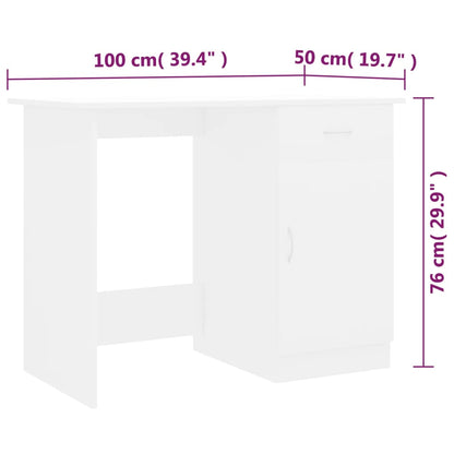 Bureau 100X50X76 Cm Bewerkt Hout Wit
