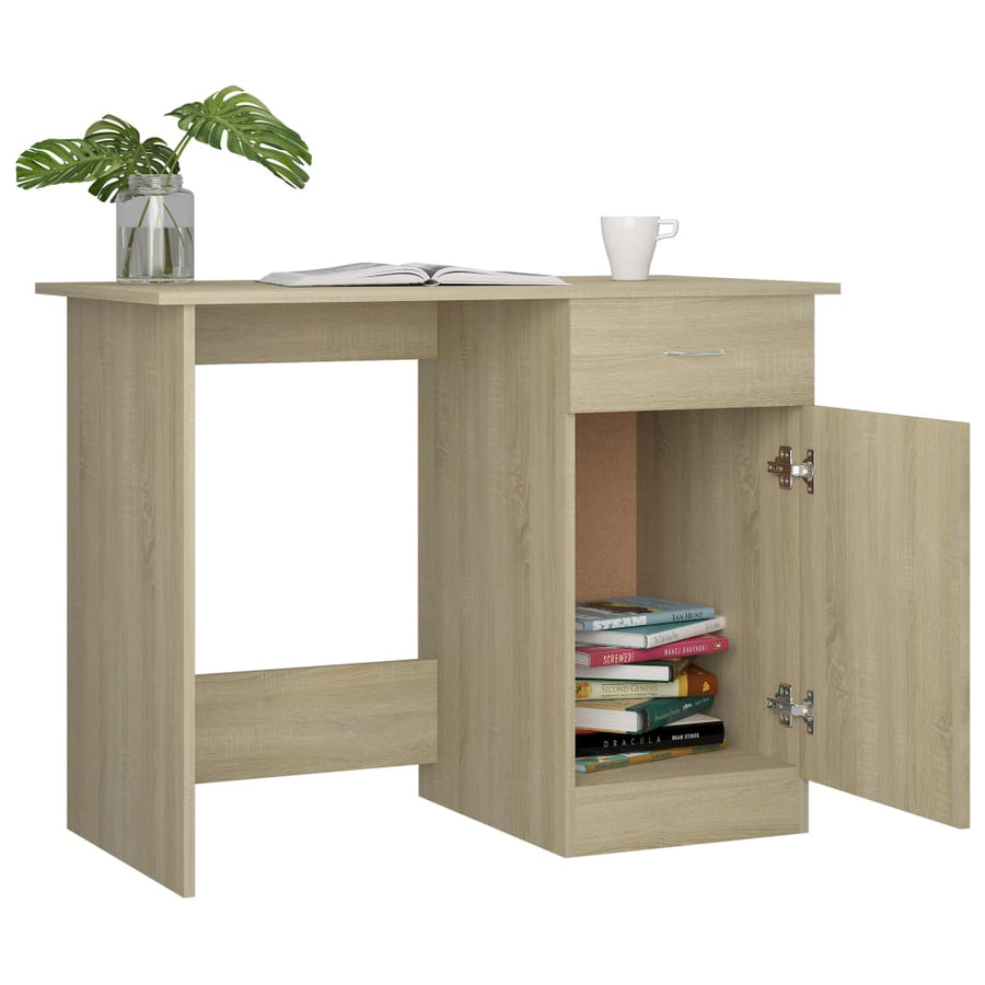 Bureau 100x50x76 cm bewerkt hout sonoma eikenkleurig Sonoma eiken
