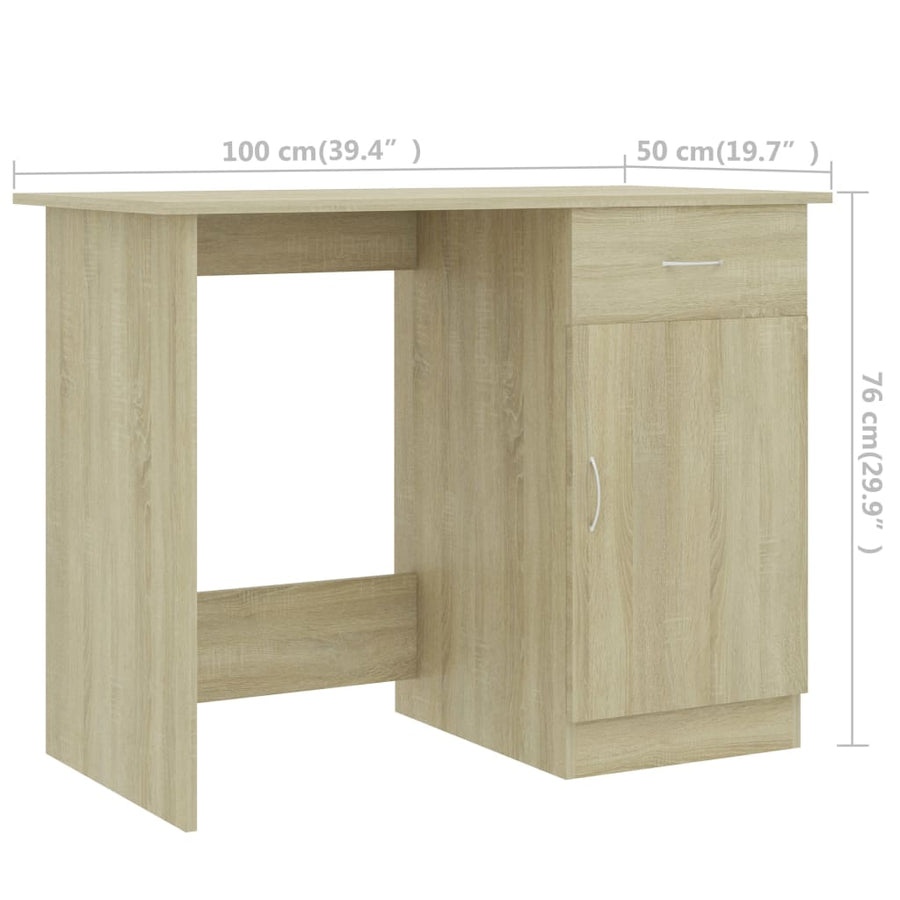 Bureau 100x50x76 cm bewerkt hout sonoma eikenkleurig Sonoma eiken