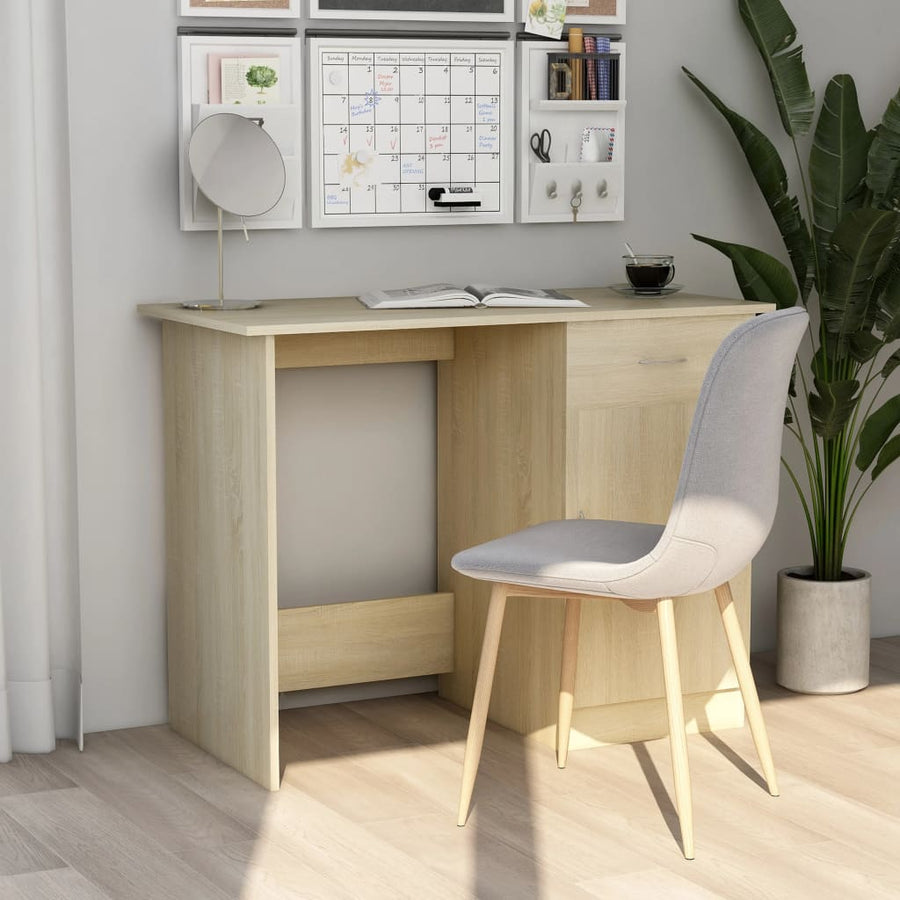 Bureau 100x50x76 cm bewerkt hout sonoma eikenkleurig Sonoma eiken