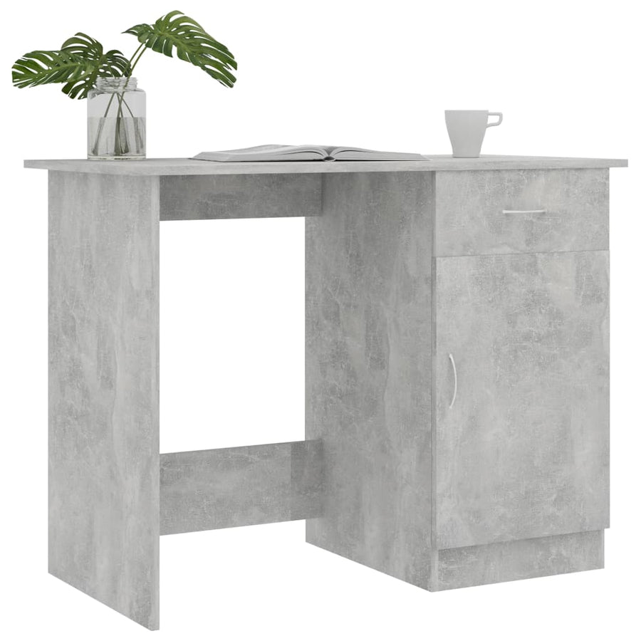 Bureau 100x50x76 cm bewerkt hout betongrijs Betongrijs