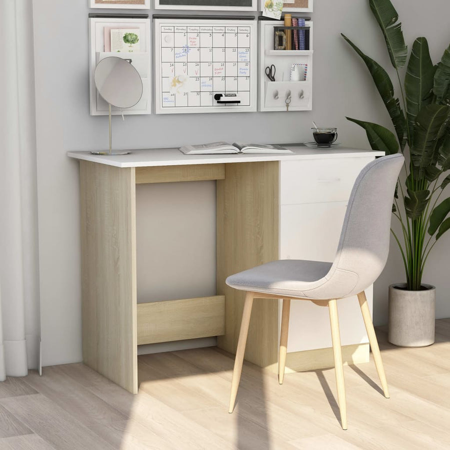 Bureau 100X50X76 Cm Bewerkt Hout Wit
