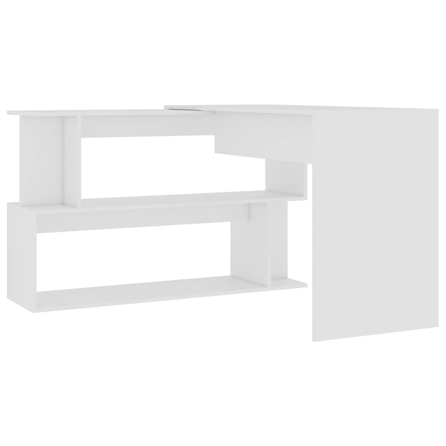Hoekbureau 200x50x76 cm bewerkt hout wit Wit