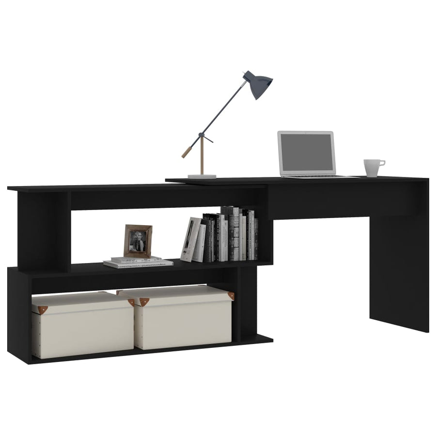 Hoekbureau 200X50X76 Cm Bewerkt Hout Zwart