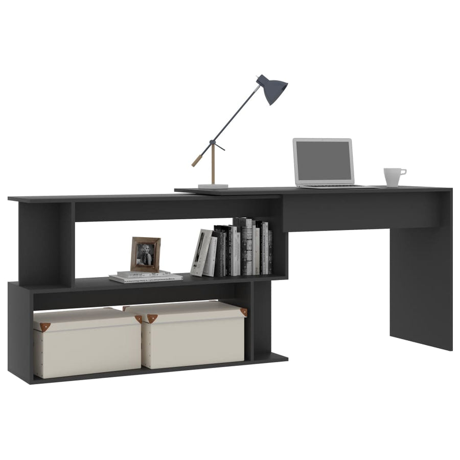 Hoekbureau 200X50X76 Cm Bewerkt Hout Grijs