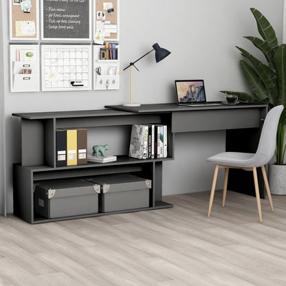 Hoekbureau 200X50X76 Cm Bewerkt Hout Grijs