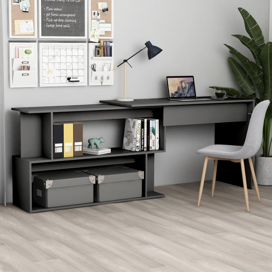 Hoekbureau 200X50X76 Cm Bewerkt Hout Grijs