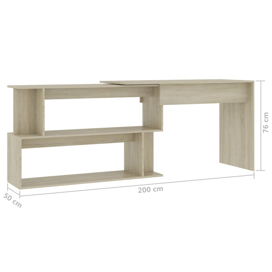 Hoekbureau 200X50X76 Cm Bewerkt Hout Kleurig Sonoma eiken