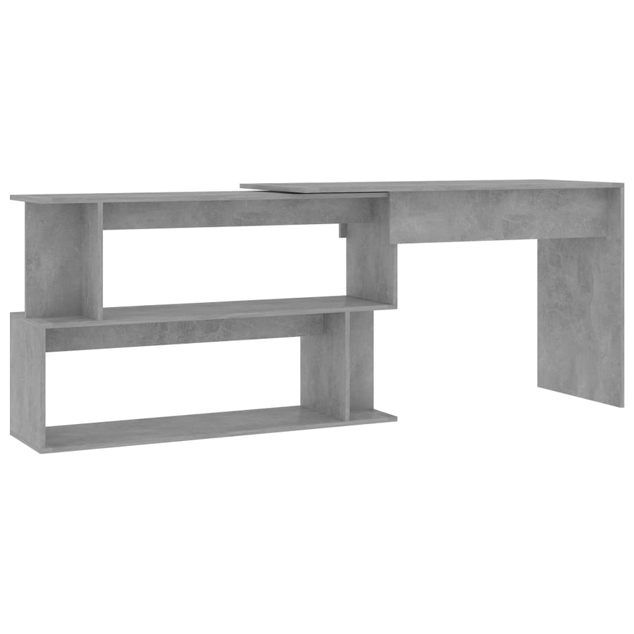 Hoekbureau 200X50X76 Cm Bewerkt Hout Betongrijs