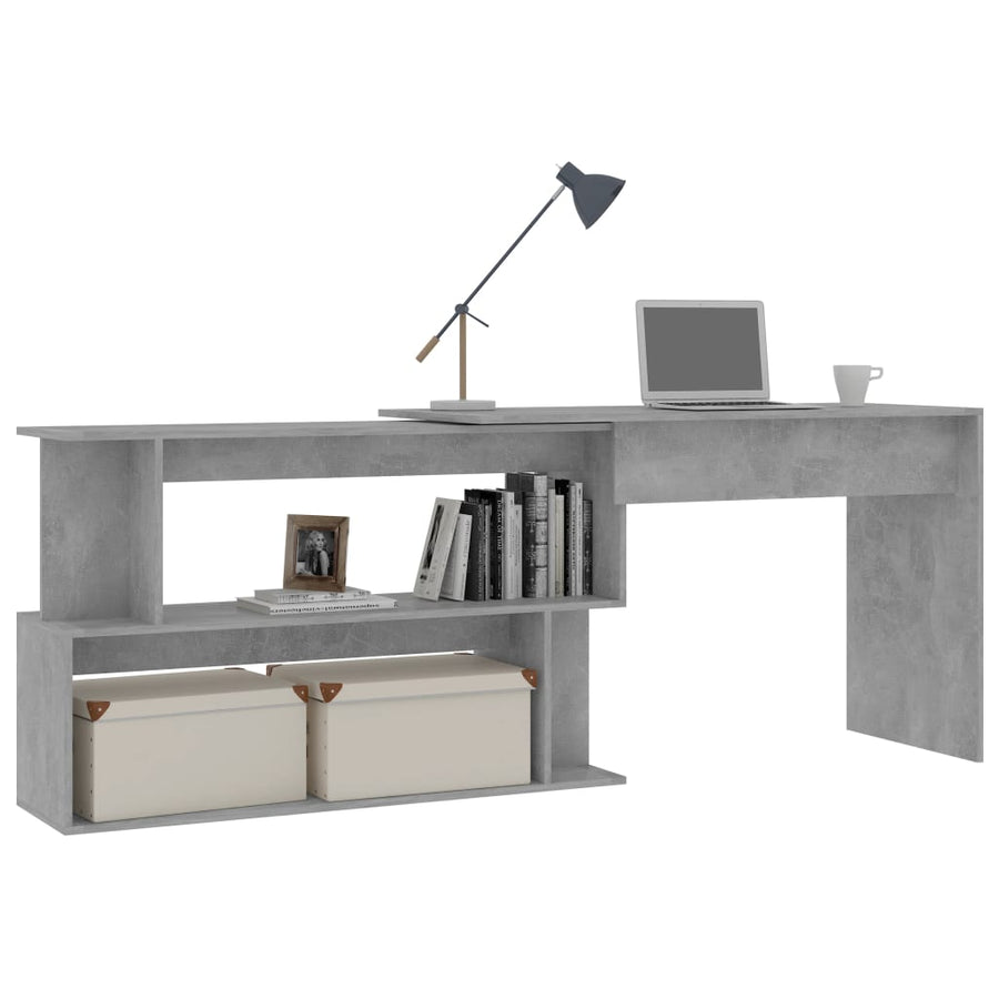 Hoekbureau 200X50X76 Cm Bewerkt Hout Betongrijs
